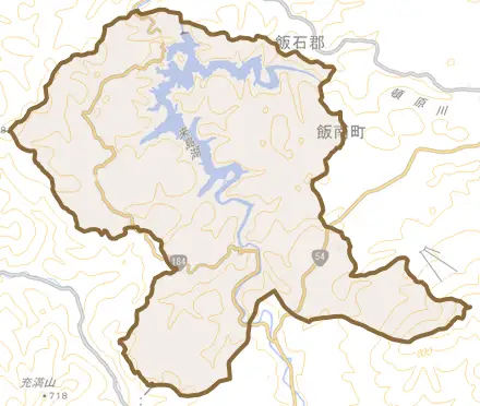 下来島とその周辺の地図。町の範囲を重ねている