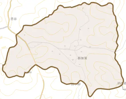 都加賀とその周辺の地図。町の範囲を重ねている