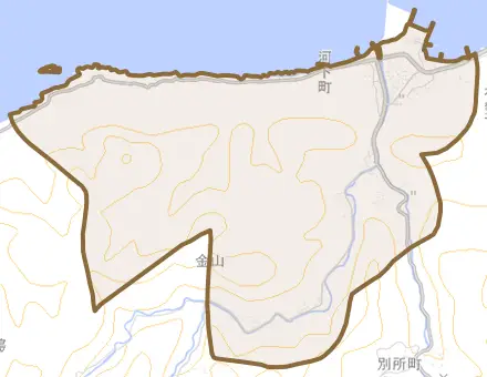 河下町とその周辺の地図。町の範囲を重ねている