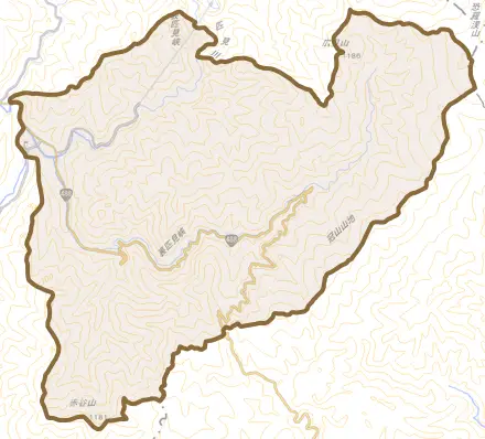 匹見町匹見とその周辺の地図。町の範囲を重ねている