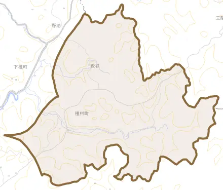 種村町とその周辺の地図。町の範囲を重ねている