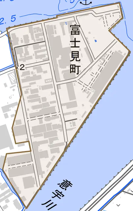富士見町とその周辺の地図。町の範囲を重ねている