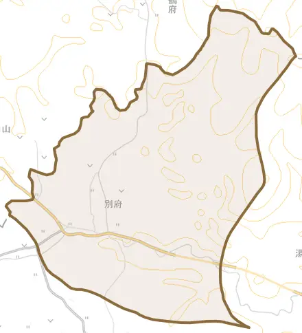 別府とその周辺の地図。町の範囲を重ねている