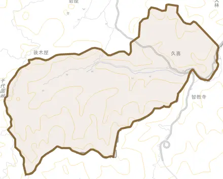 久喜とその周辺の地図。町の範囲を重ねている