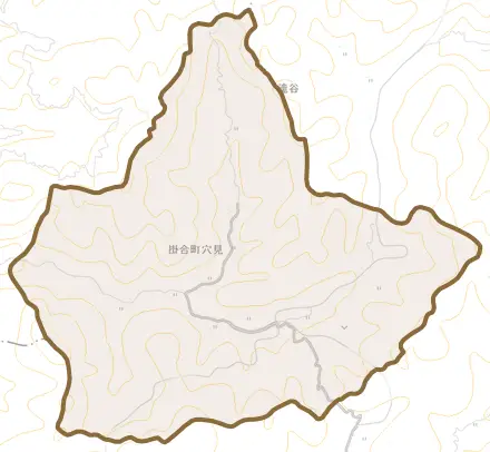 掛合町穴見とその周辺の地図。町の範囲を重ねている