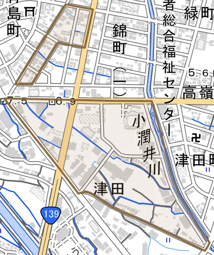 青島とその周辺の地図。町の範囲を重ねている