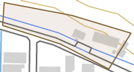 鬼岩寺とその周辺の地図。町の範囲を重ねている