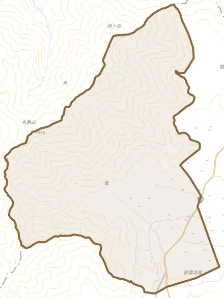 麓とその周辺の地図。町の範囲を重ねている