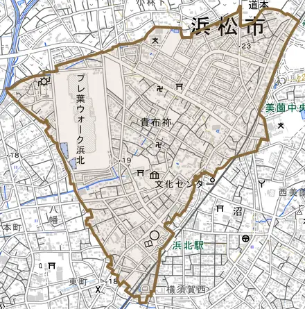 貴布祢とその周辺の地図。町の範囲を重ねている
