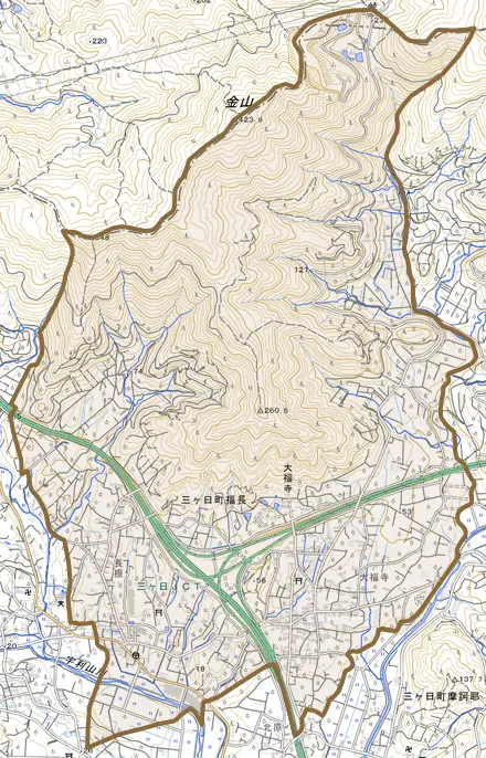 三ヶ日町福長とその周辺の地図。町の範囲を重ねている