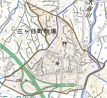 三ヶ日町駒場とその周辺の地図。町の範囲を重ねている