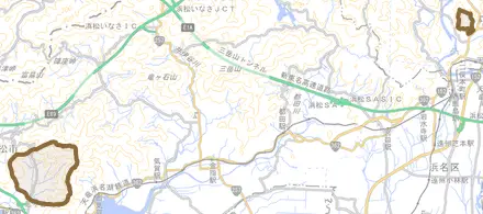 三ヶ日町大谷とその周辺の地図。町の範囲を重ねている