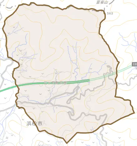三ヶ日町只木とその周辺の地図。町の範囲を重ねている