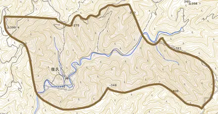 佐久とその周辺の地図。町の範囲を重ねている