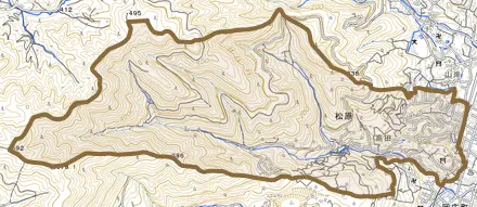 松原とその周辺の地図。町の範囲を重ねている