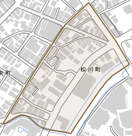 松川町とその周辺の地図。町の範囲を重ねている