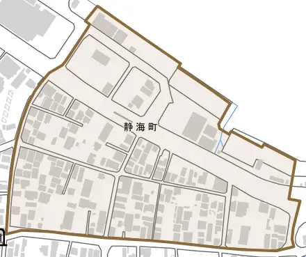 静海町とその周辺の地図。町の範囲を重ねている