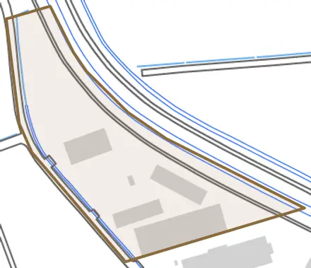 請負新田とその周辺の地図。町の範囲を重ねている