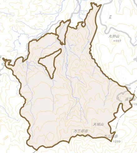 地蔵堂とその周辺の地図。町の範囲を重ねている