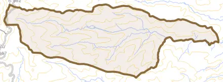 大平柿木とその周辺の地図。町の範囲を重ねている