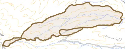 大沢とその周辺の地図。町の範囲を重ねている