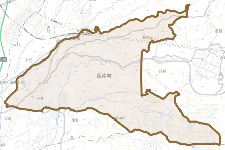 平井とその周辺の地図。町の範囲を重ねている