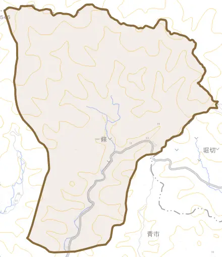 一條とその周辺の地図。町の範囲を重ねている