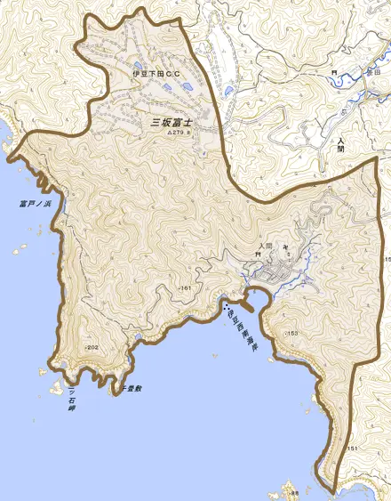 入間とその周辺の地図。町の範囲を重ねている
