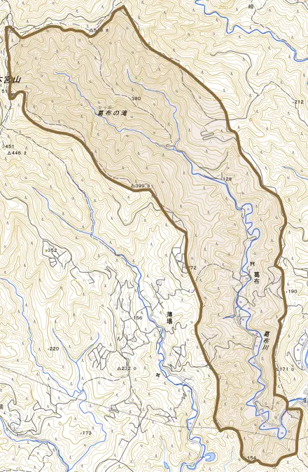 葛布とその周辺の地図。町の範囲を重ねている