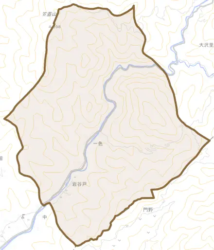 一色とその周辺の地図。町の範囲を重ねている