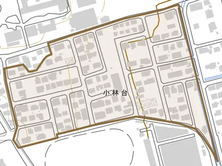 小林台とその周辺の地図。町の範囲を重ねている