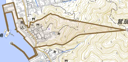 馬込とその周辺の地図。町の範囲を重ねている