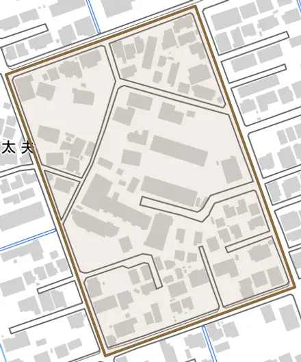 善太夫とその周辺の地図。町の範囲を重ねている
