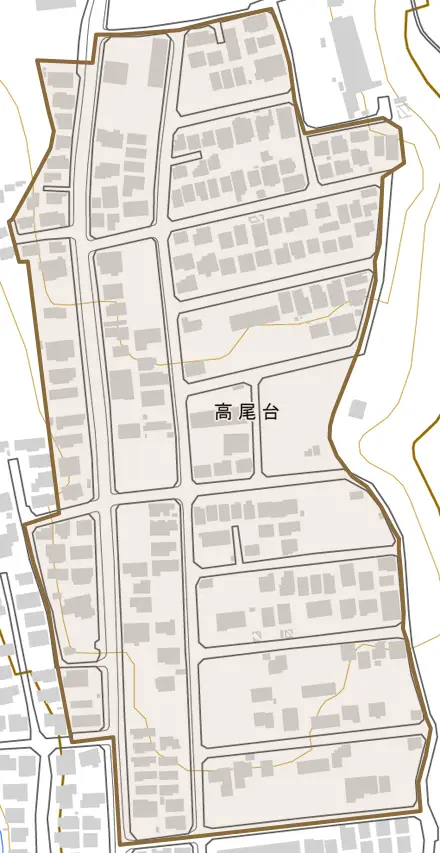 高尾台とその周辺の地図。町の範囲を重ねている