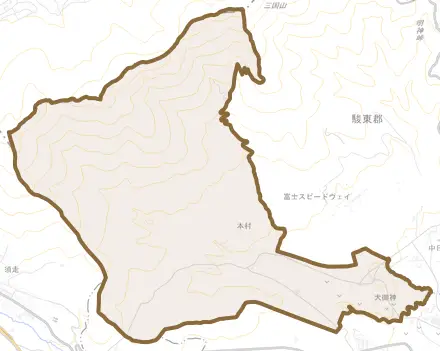 大御神とその周辺の地図。町の範囲を重ねている