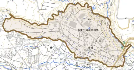棚頭とその周辺の地図。町の範囲を重ねている