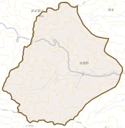 加増野とその周辺の地図。町の範囲を重ねている