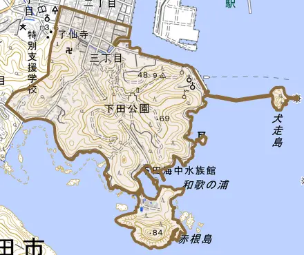 三丁目とその周辺の地図。町の範囲を重ねている