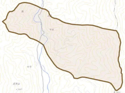 渡とその周辺の地図。町の範囲を重ねている