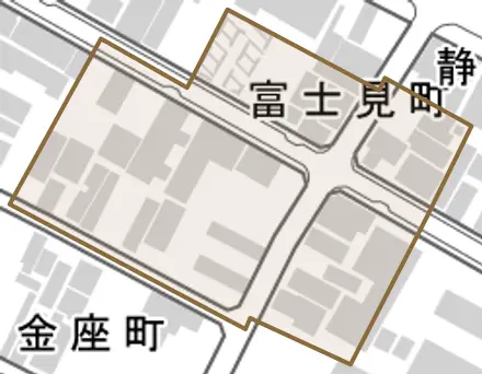 富士見町とその周辺の地図。町の範囲を重ねている