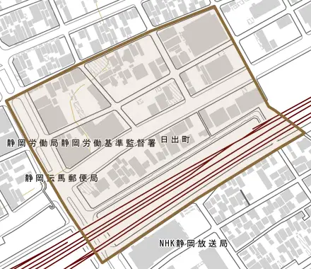 日出町とその周辺の地図。町の範囲を重ねている