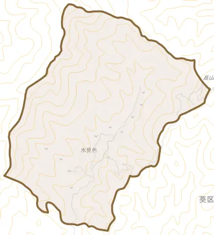 水見色とその周辺の地図。町の範囲を重ねている