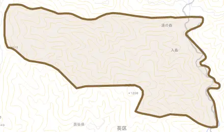 入島とその周辺の地図。町の範囲を重ねている