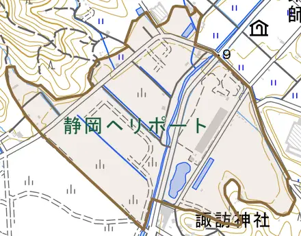 諏訪とその周辺の地図。町の範囲を重ねている