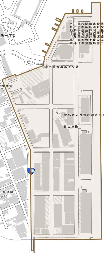 日の出町とその周辺の地図。町の範囲を重ねている