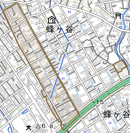 石川とその周辺の地図。町の範囲を重ねている