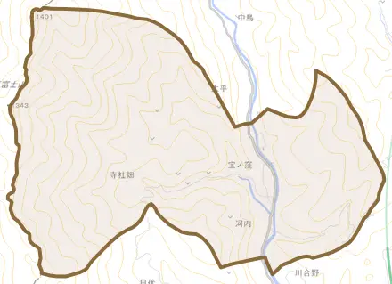 河内とその周辺の地図。町の範囲を重ねている