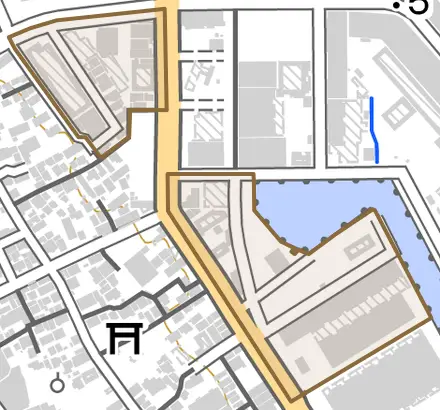 清水村松地先新田とその周辺の地図。町の範囲を重ねている
