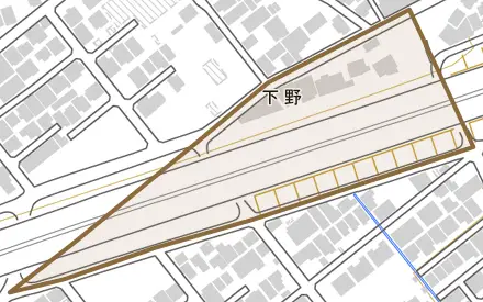 下野とその周辺の地図。町の範囲を重ねている