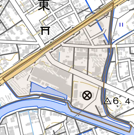 天王南とその周辺の地図。町の範囲を重ねている